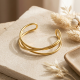 Bransoletka Damska Sztywna Pozłacana 18K - PION