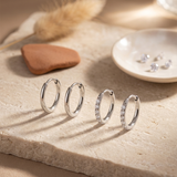 Zestaw Kolczyków Damskich Huggie z Tytanu - PION